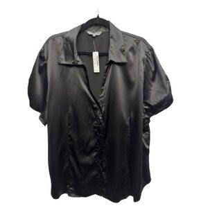 Additional Elle Satin Short Sleeve Blouse Black